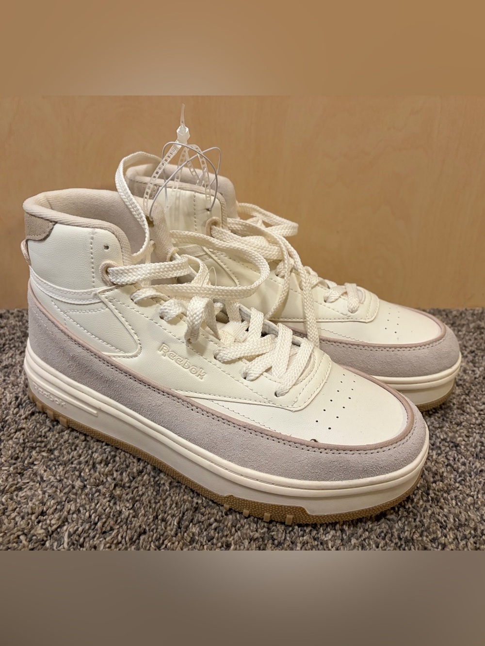 Reebok Women's Cream and Pale Pink Low-Top Sneaker